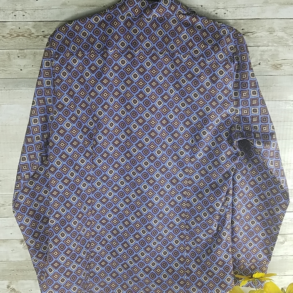 Lands' End, 0018, Blue Toile Prnt Shirt, Sz 12 - Picture 6 of 6